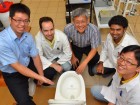 (L-R) Prof Chang, Dr Giannis, Prof Wang, Dr Rajagopal and Dr Chen with the No Mix Vacuum Toilet.