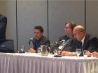 CIPH president Ralph Suppa looks on as low lead panelists, from left: Kevin Ernst, Joseph Rogers, Thomas Husebye and Al Hook, outline what the industry can expect.