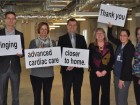 (From left) Stephen Schroeter, Ingrid Schroeter, and Chris Schroeter of Napoleon Fireplaces, Grills, and Heating and Cooling; Arlette Utton, chairwoman, Royal Victoria Regional Health Centre (RVH) Foundation board of directors; Sharon Howard and Karen Simpson, registered nurses at the RVH's cardiac care unit.