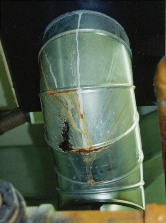 Figure 1 A corroded vent connector pipe after one year of operation.