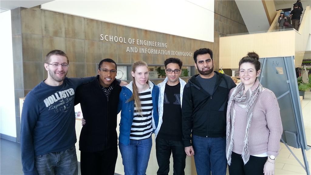 The winning team from Conestoga College, (from left to right) Dan Marshall, Andrew Joseph, Kristina Taylor, Zeshan Anjum, Numair Khan Uppal and Santina Alagia.