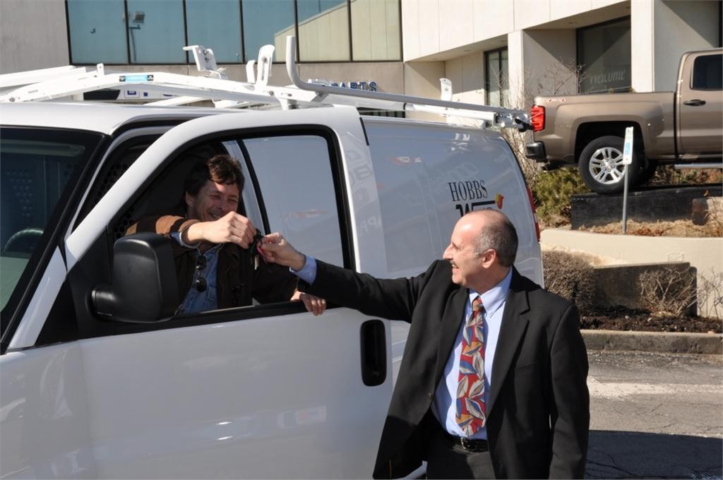 CMPX Win A Van winner Ron Van Brenk happily accepts the keys to the 2014 GMC Savana 2500 from Will Bachewich, commercial dealer operations manager-ON, GM Canada. Van Brenk is project manager at Hobbs Welding & Boiler Service in London, ON.