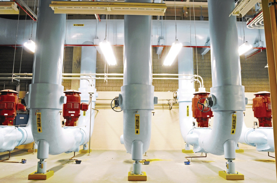 Chilled water pumps at Enwave's John Street pumping station in Toronto.