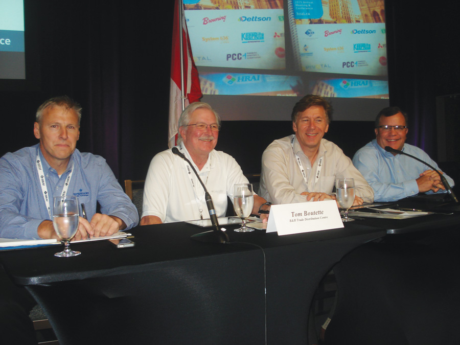 The Future of Refrigerants: Get Ready For More Changes panelists from left, Dennis Kozina, Tom Boutette, Rob Flipse and Ron Vogl.