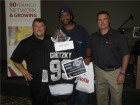 Francis Renee (middle) of Universal Air, won the signed Wayne Gretzky jersey door prize at Noble's 2014 Heating Show, courtesy of Ipex. Renne is flanked by Mike Mercurio (left) of Ipex and Tom Breen of Noble.
