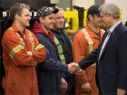 Prime Minister Stephen Harper meets British Columbia Institute of Technology (BCIT) students while touring the institute's Annacis Campus.
