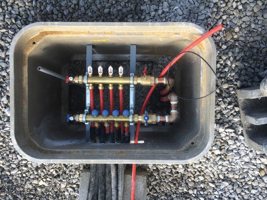 Remote manifold in an outdoor vault.