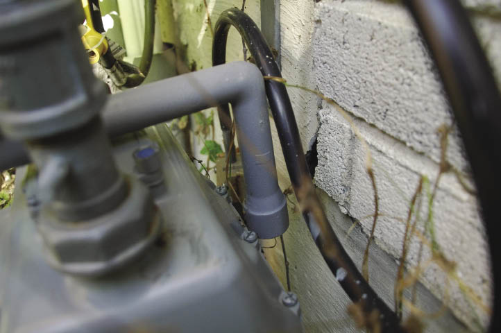 During outdoor inspection, check the gas pressure regulator vent. It should be behind the meter and clear of obstructions.