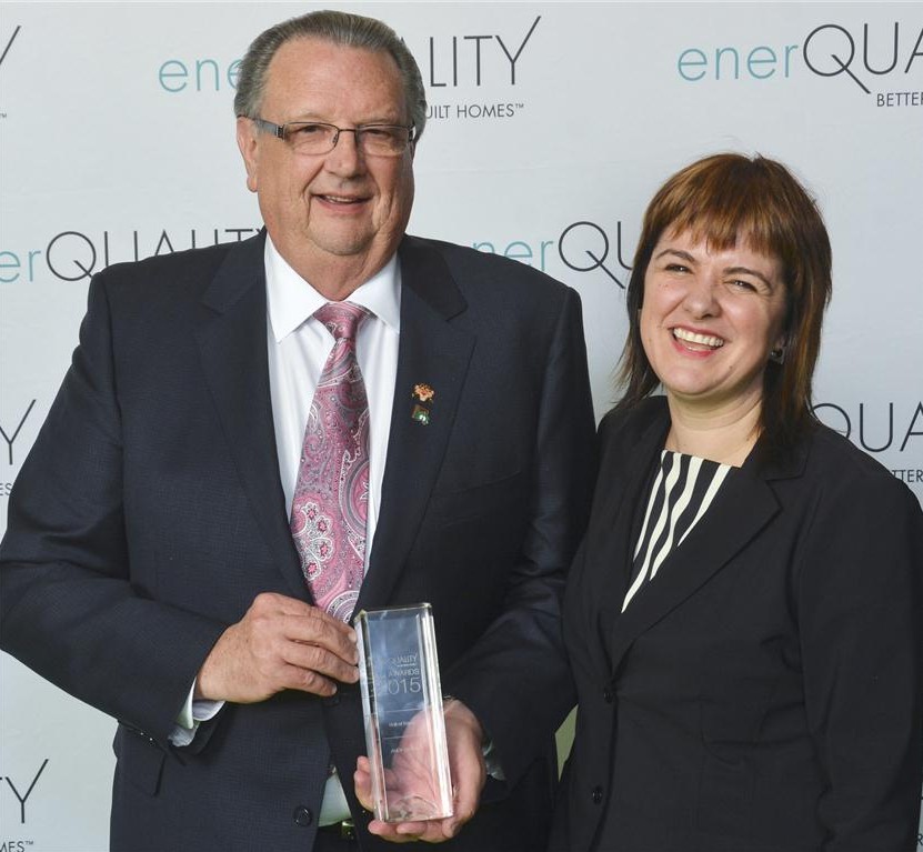 Andy Goyda, Canadian builder lead and market development manager for Owens Corning Canada with Sarah Margolius, director of development, EnerQuality.