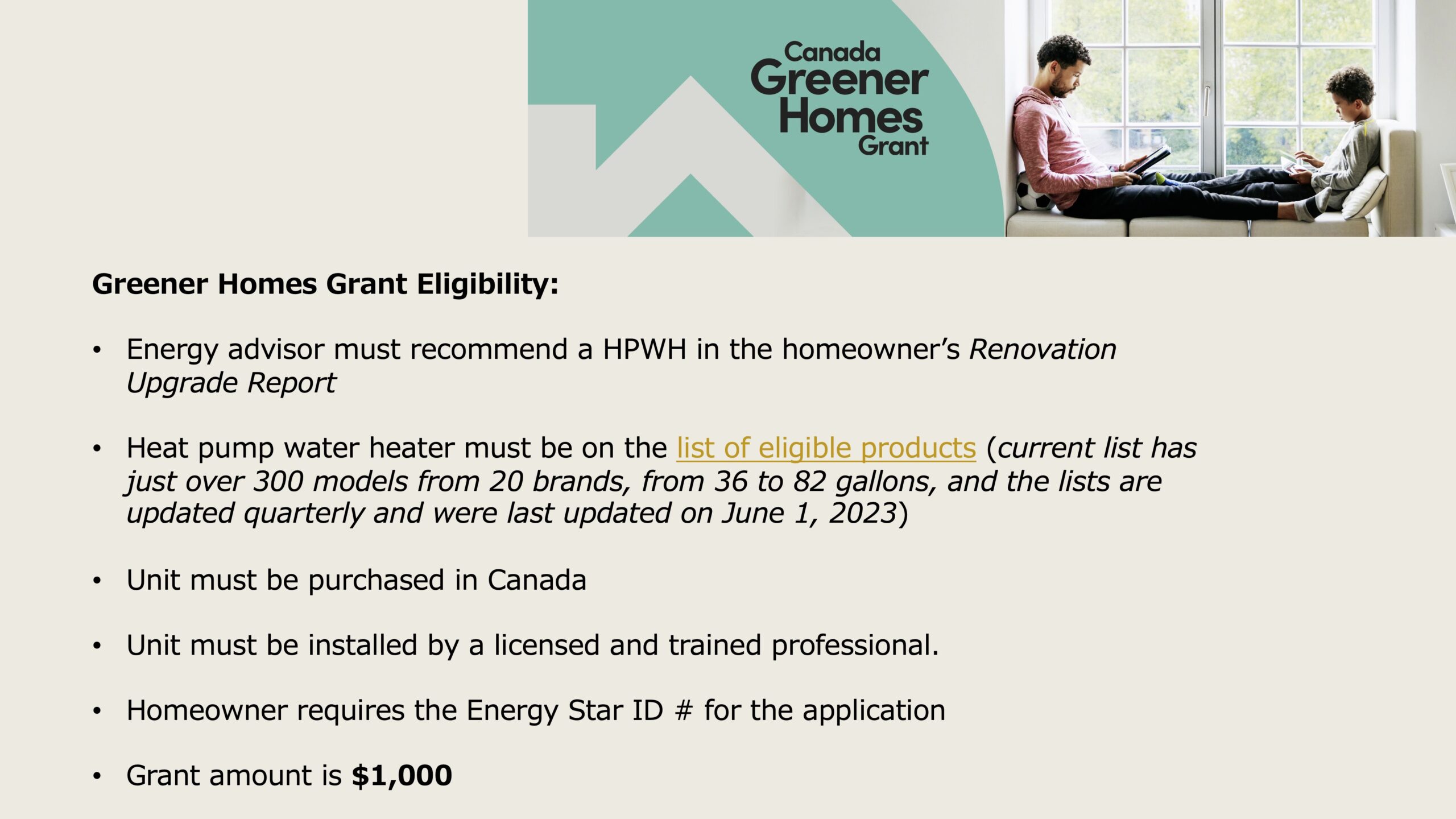 30MM HPWH grant